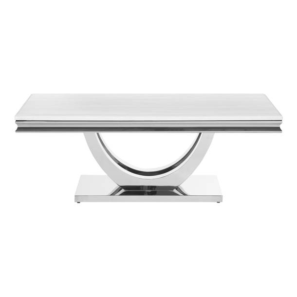CDecor Home Furnishings Durante White And Chrome Coffee Table with Faux